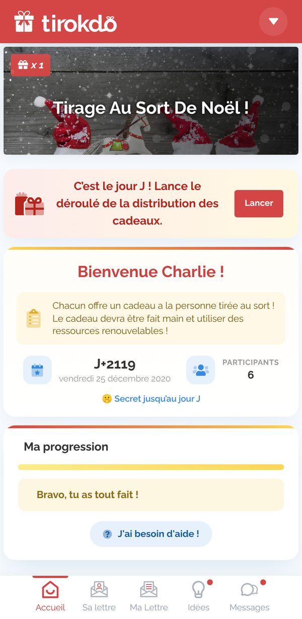 Le jour J sur la page d'accueil