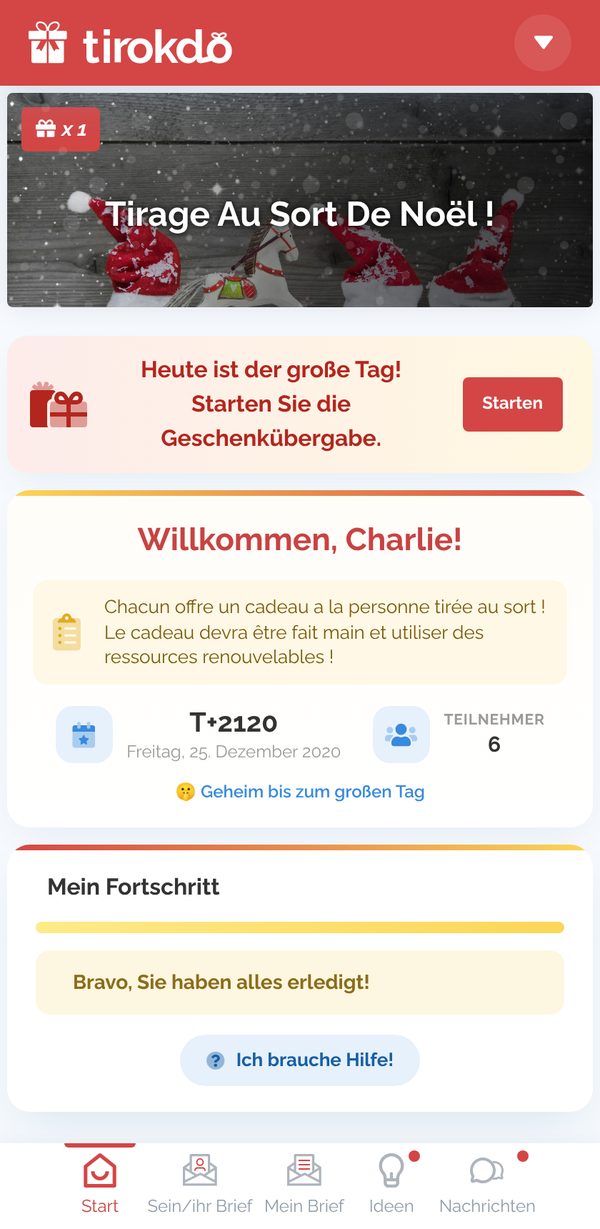 Der große Tag auf der Startseite