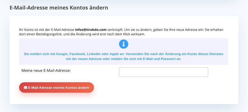 E-Mail-Adresse meines Kontos ändern