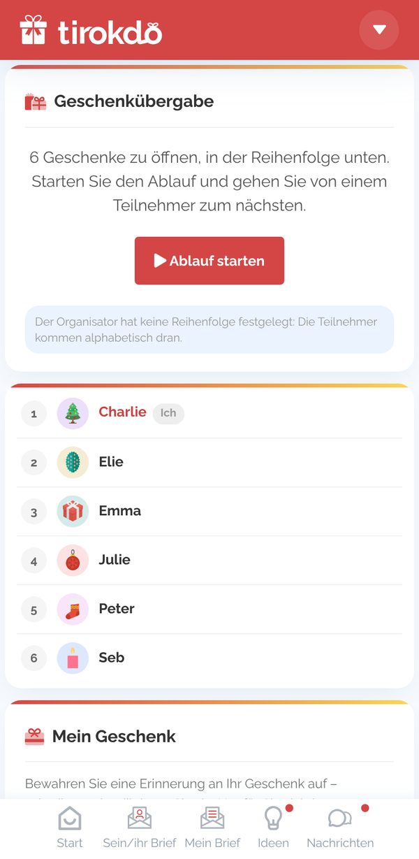 Die Geschenkübergabe