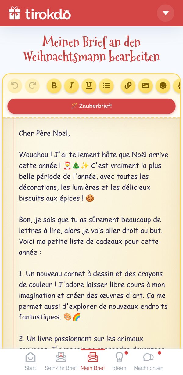 Meinen Brief an den Weihnachtsmann schreiben