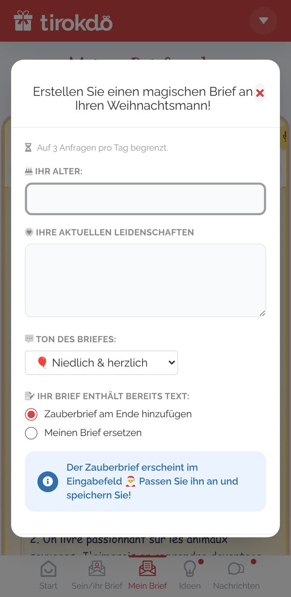 Einen Zauberbrief erstellen
