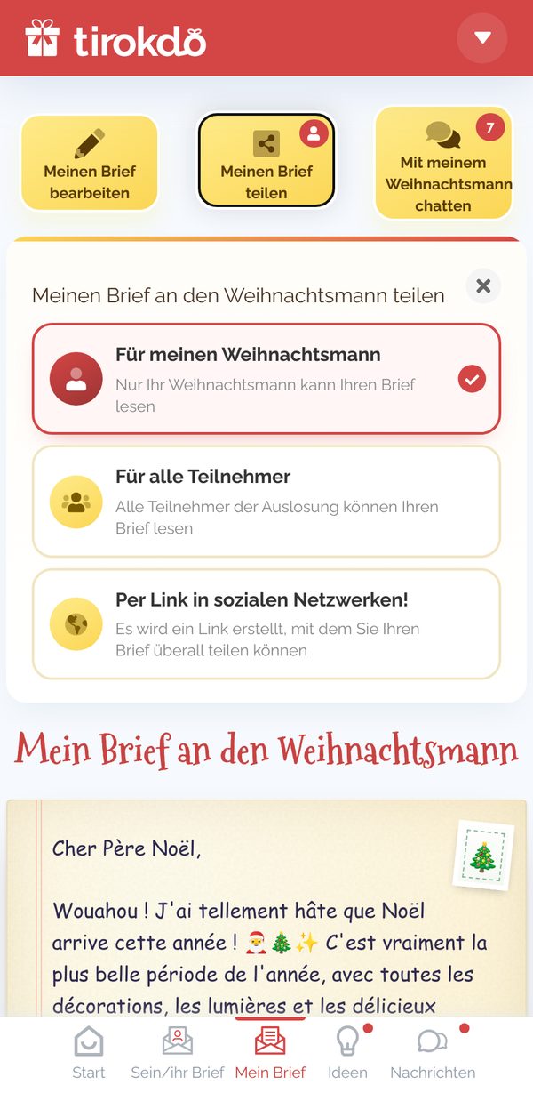 Meinen Brief teilen