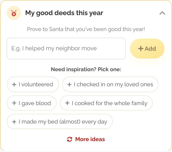 My good deeds this year