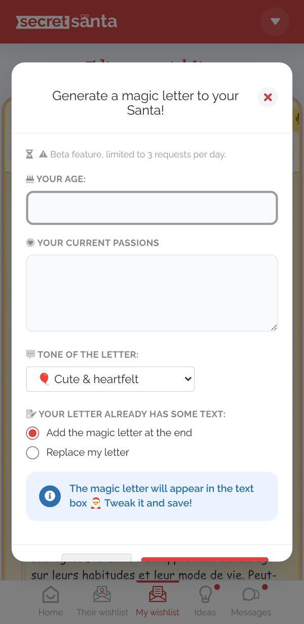 Generate a magic letter