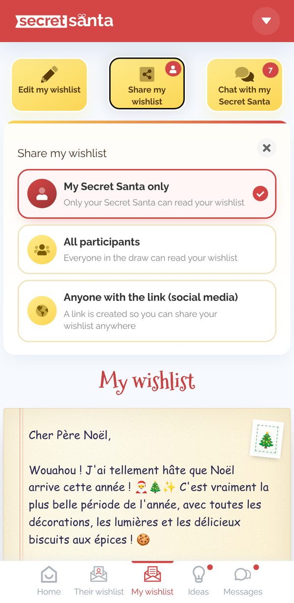Sharing the wishlist