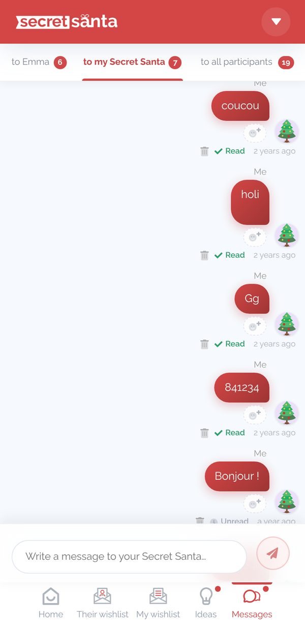 The participant area messaging
