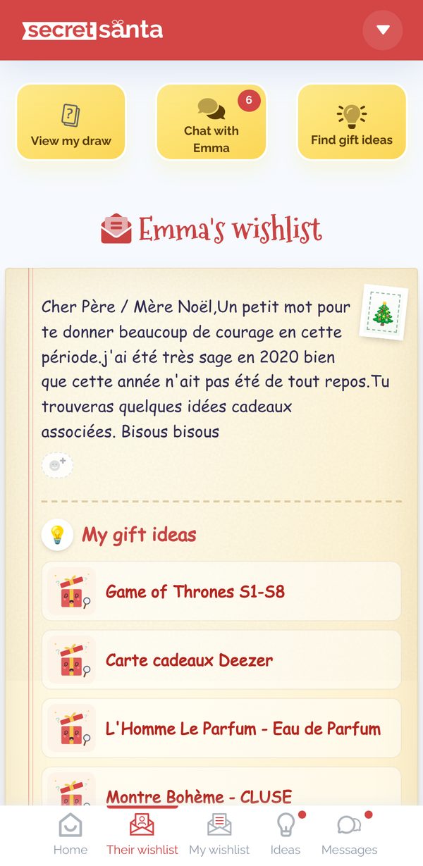 Read my recipient's wishlist
