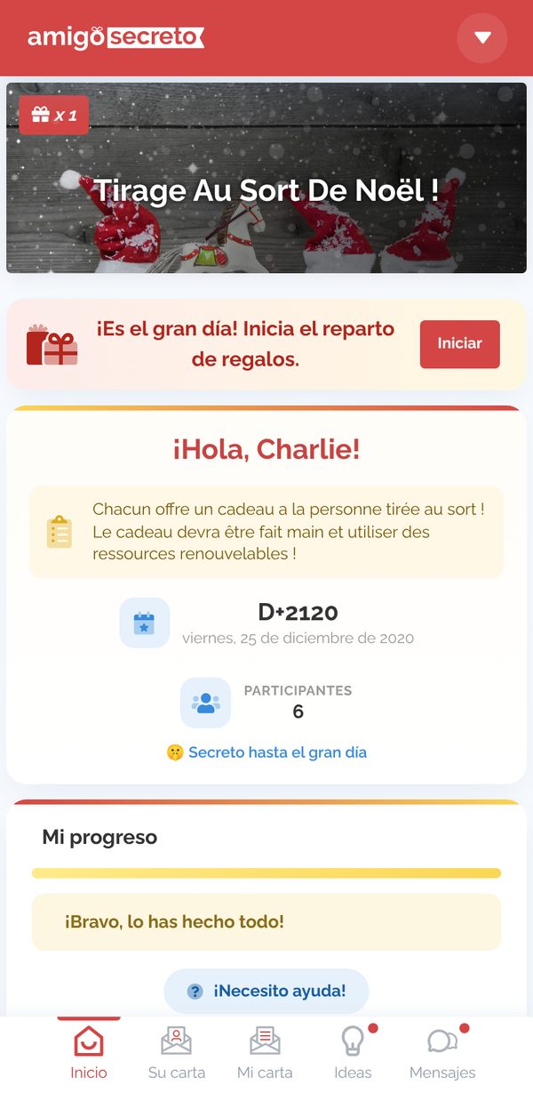El gran día en la página de inicio