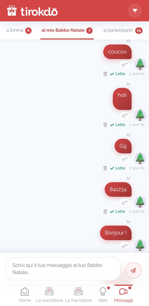 I messaggi dell'area partecipante