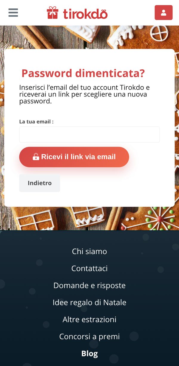 La pagina Password dimenticata
