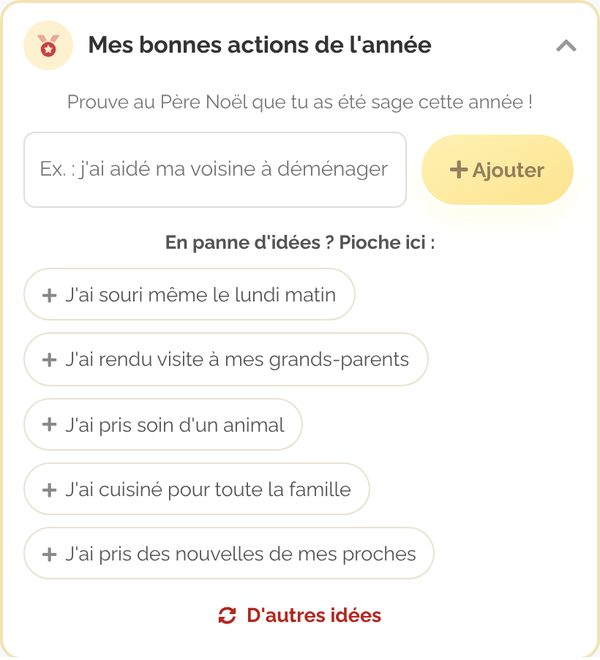 Mes bonnes actions de l'année