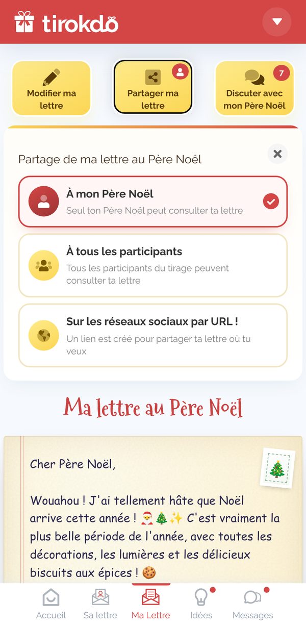 Partager ma lettre