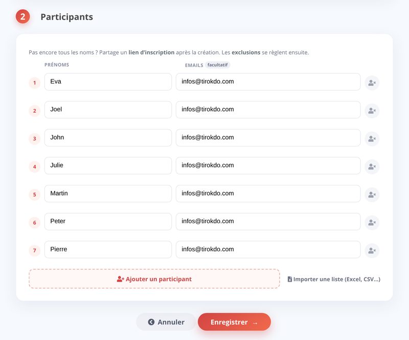Edit the participants
