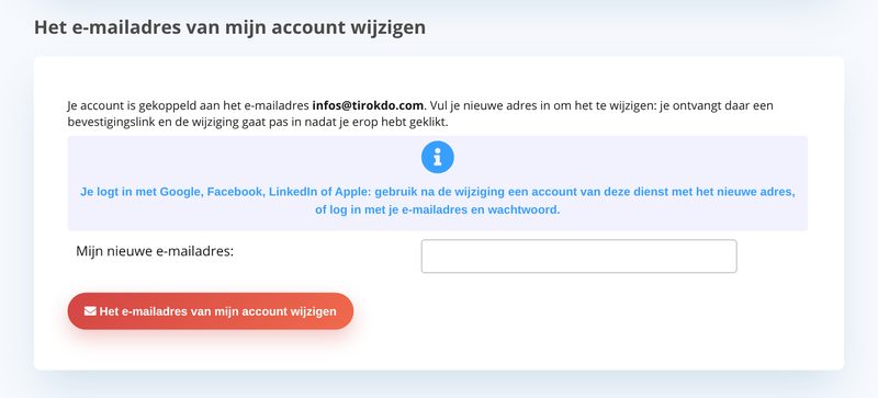 Het e-mailadres van mijn account wijzigen