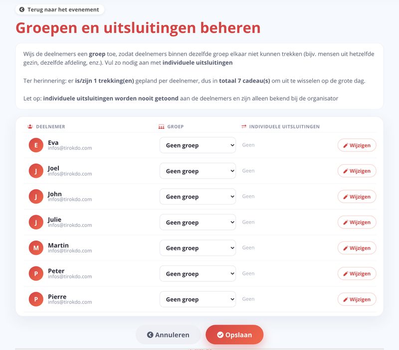 Groepen en uitsluitingen beheren