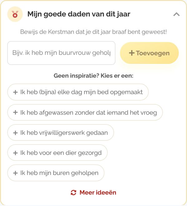 Mijn goede daden van dit jaar