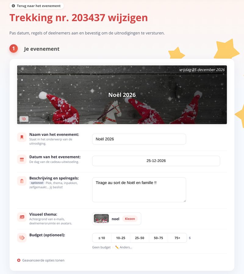 Evenement wijzigen