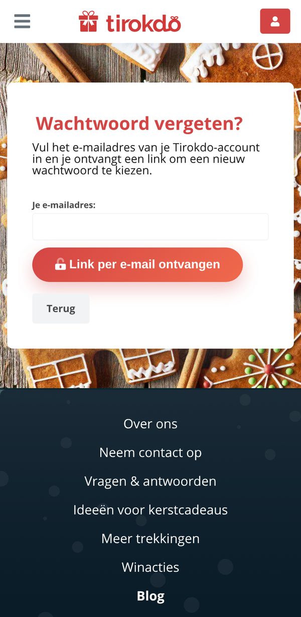 De pagina Wachtwoord vergeten
