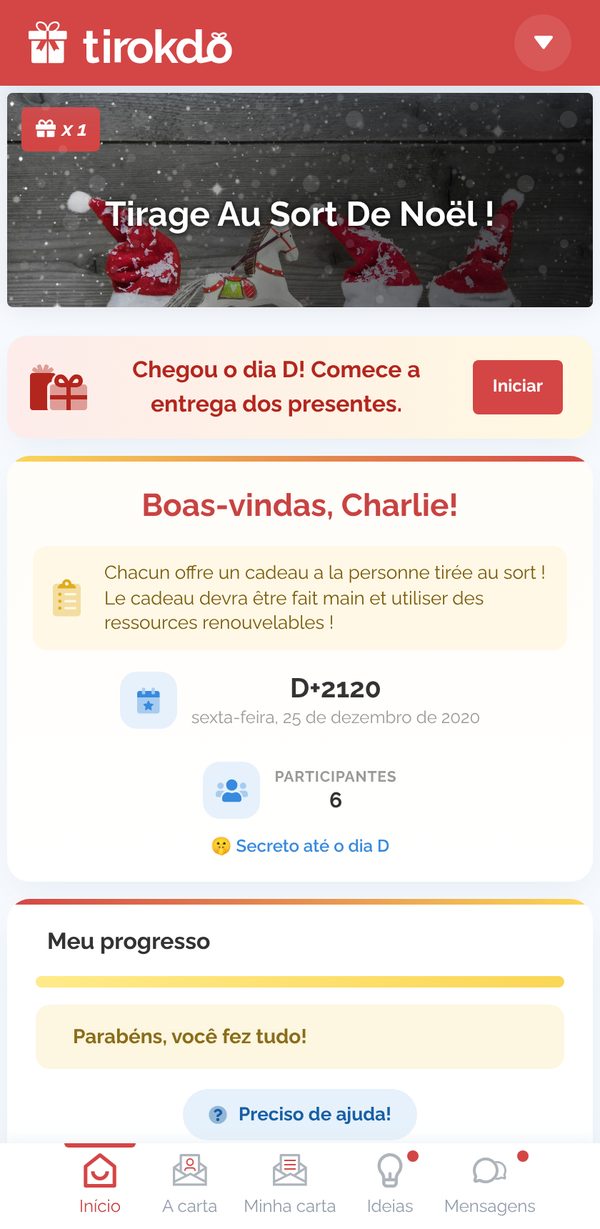 O grande dia na página inicial