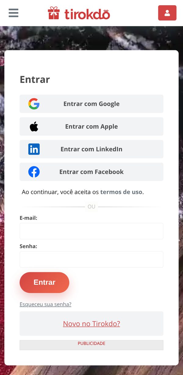 A página de acesso