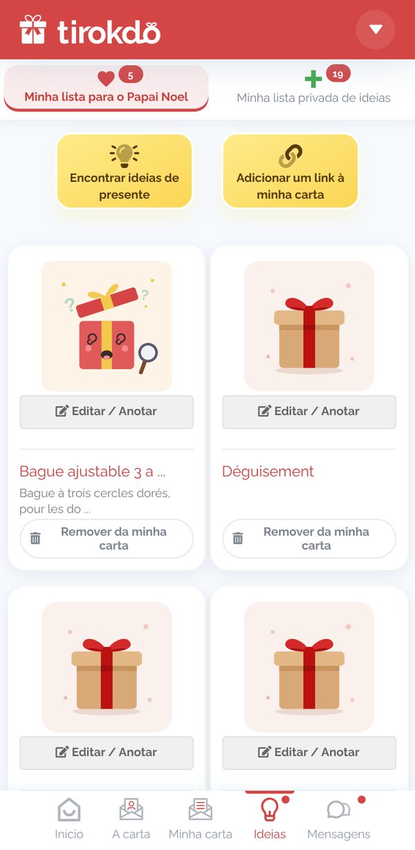 As listas de ideias de presente