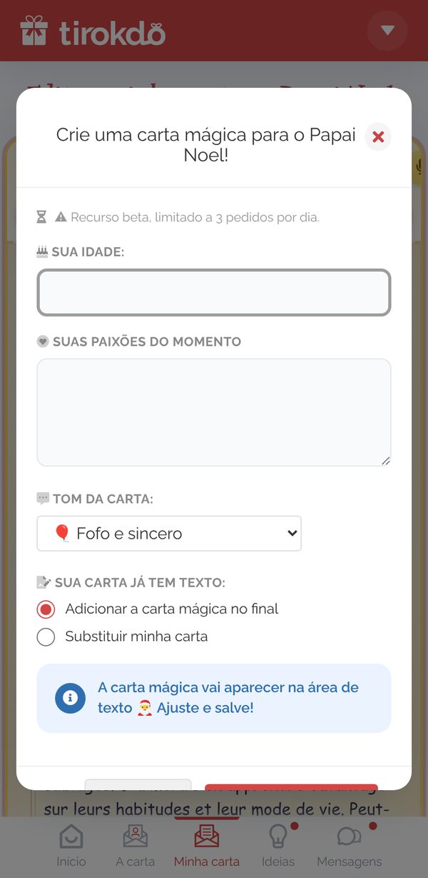 Gerar uma carta mágica