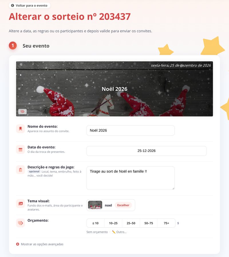 Editar o evento