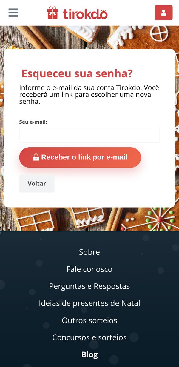 A página Esqueceu sua senha