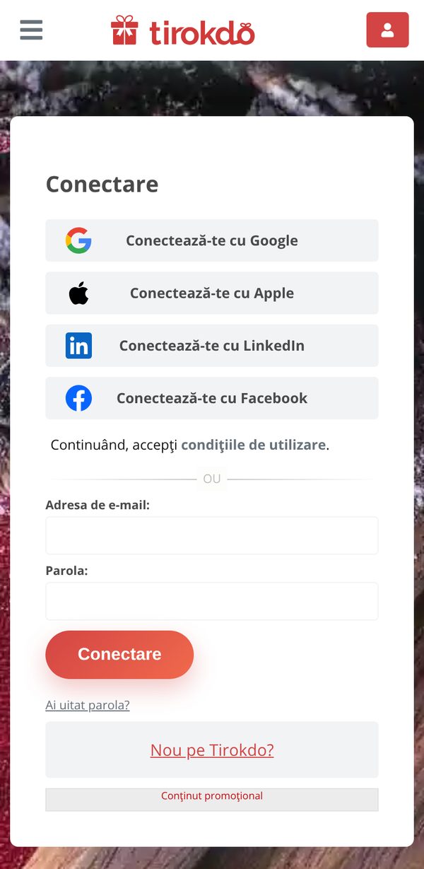 Pagina de conectare