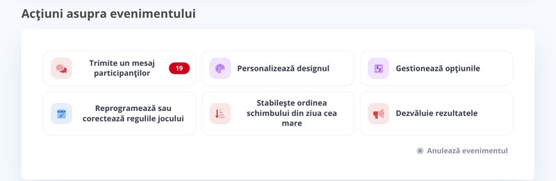 Acțiunile pentru un eveniment pornit