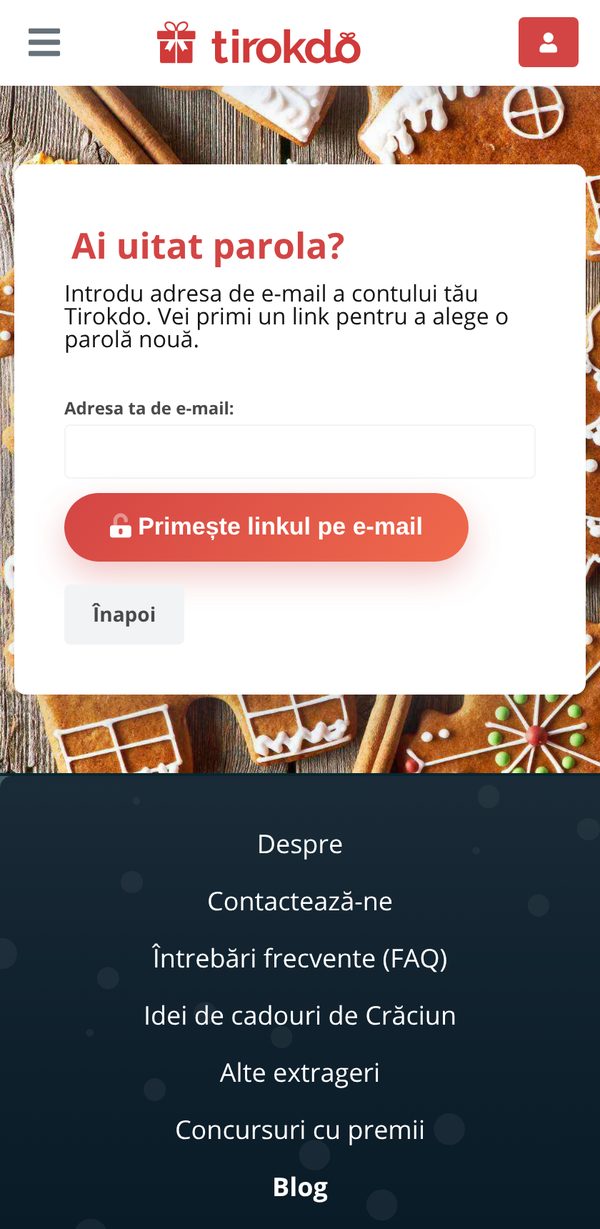 Pagina Ai uitat parola?