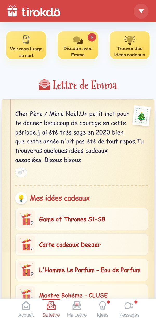 Lire la lettre de ma personne tirée
